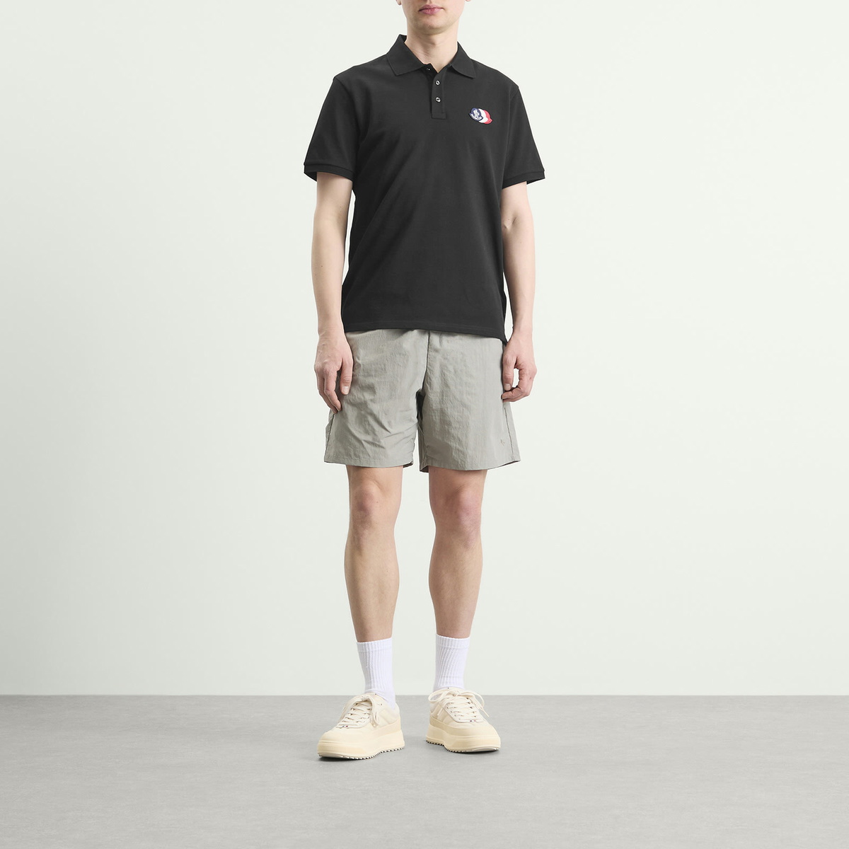 Moncler Men's Tripe Crest Polo Shirt in Black