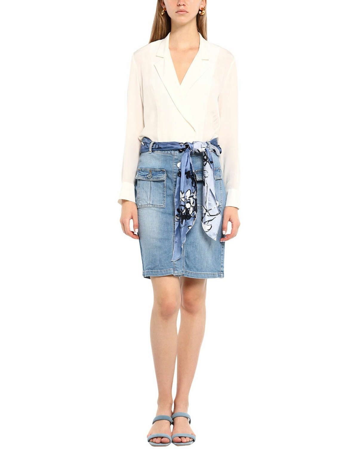 Manila Grace Womens Denim skirt in Blue