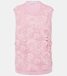 Oscar de la Renta Floral lace-trimmed silk-blend top