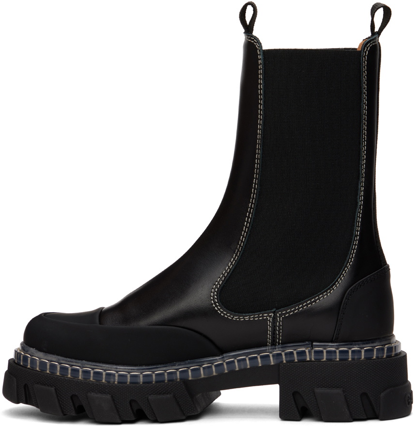 GANNI Black Cleated Chelsea Boots