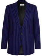 SAINT LAURENT - Slim-Fit Striped Virgin Wool-Flannel Blazer - Blue