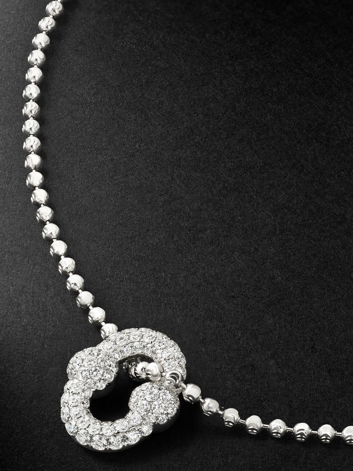 Greg Yuna - Umlaut 18-Karat White Gold Diamond Ball Chain Necklace
