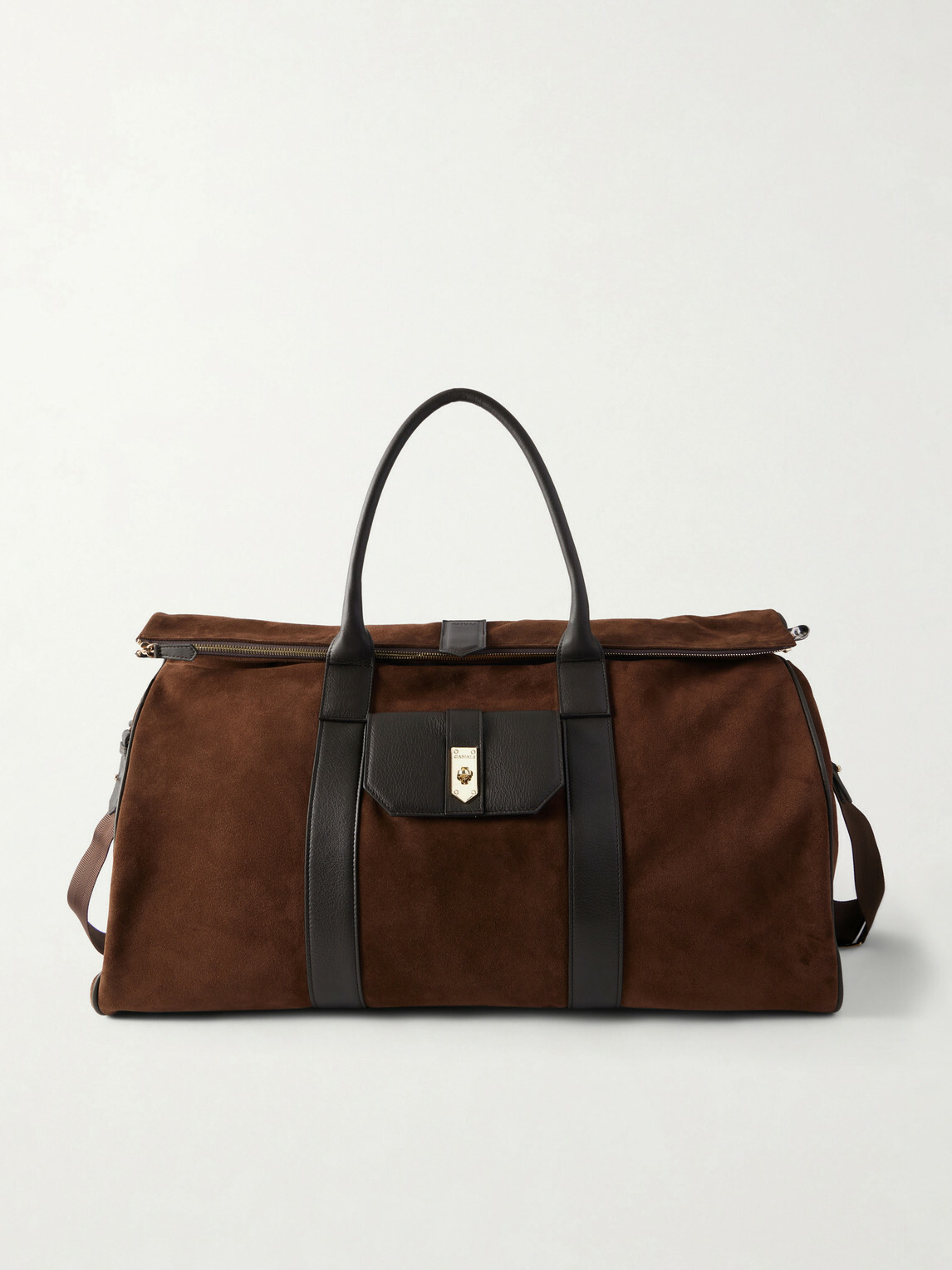 Canali - Leather-Trimmed Suede tote