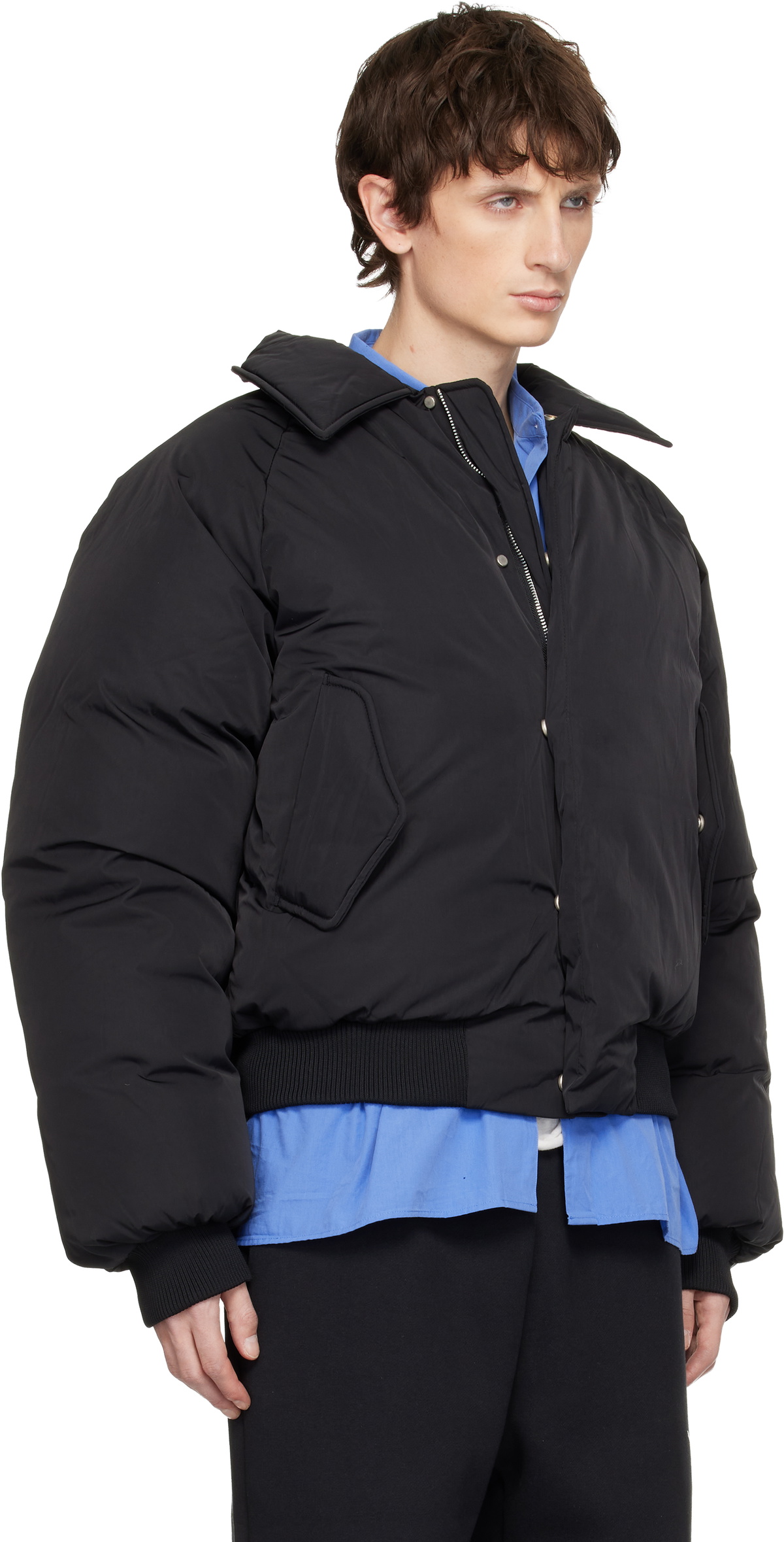Seventh Black Nylon Aero Bomber Jacket