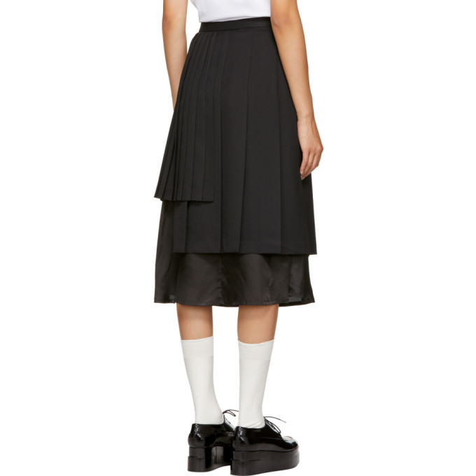 Noir Kei Ninomiya Black Alternating Pleat Skirt Noir Kei Ninomiya