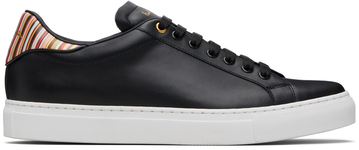 Photo: Paul Smith Black Signature Stripe Heel Panel Leather Beck Sneakers