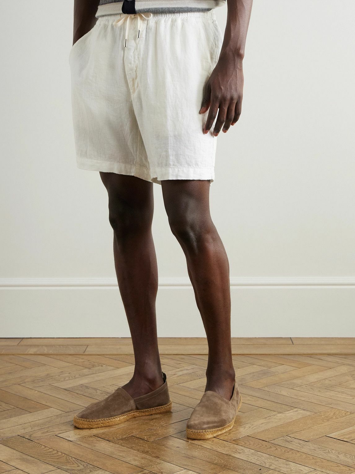 Altea - Samuel Straight-Leg Linen Drawstring Shorts - White
