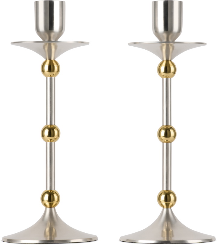 Photo: Soho Home Silver & Gold Cilia Candlestick Set