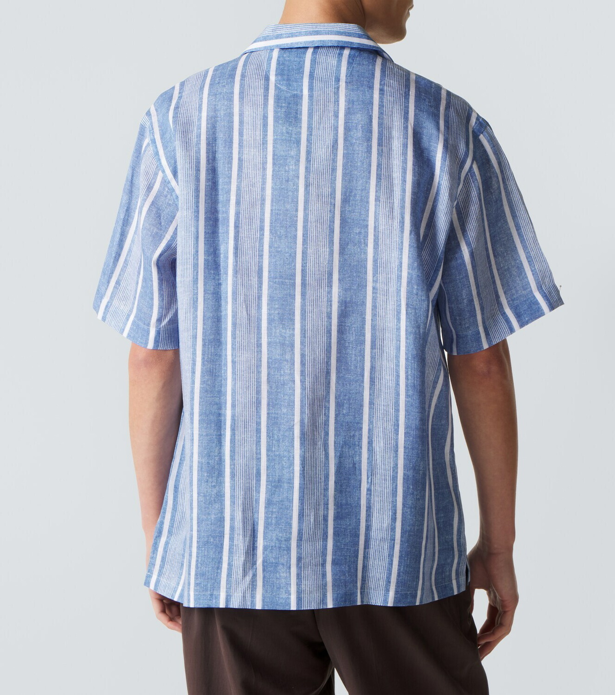 Fedeli Striped linen bowling shirt