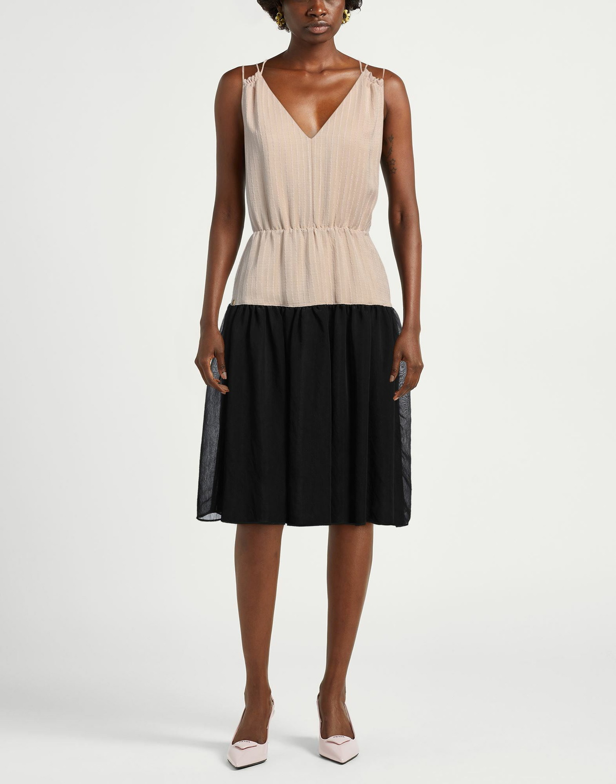 Manila Grace Womens Midi dress in Beige