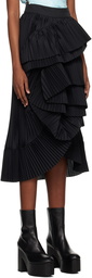 Dries Van Noten Black Pleated Midi Skirt