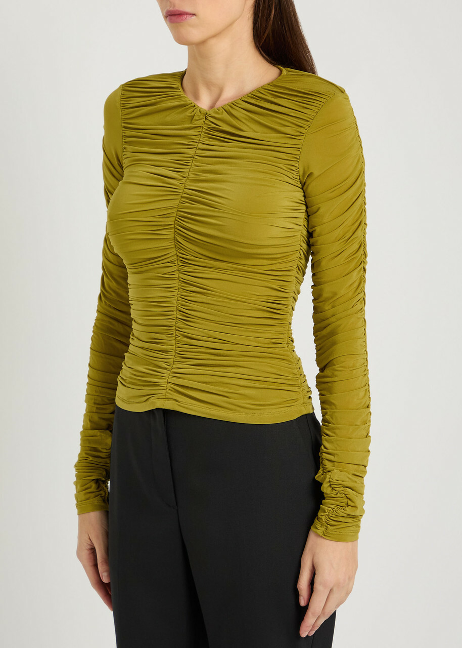 Tove Nevin Ruched Stretch-jersey top Green