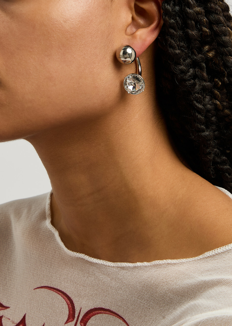 Jean Paul Gaultier Crystal-embellished Hoop Earrings - Silver - One Size
