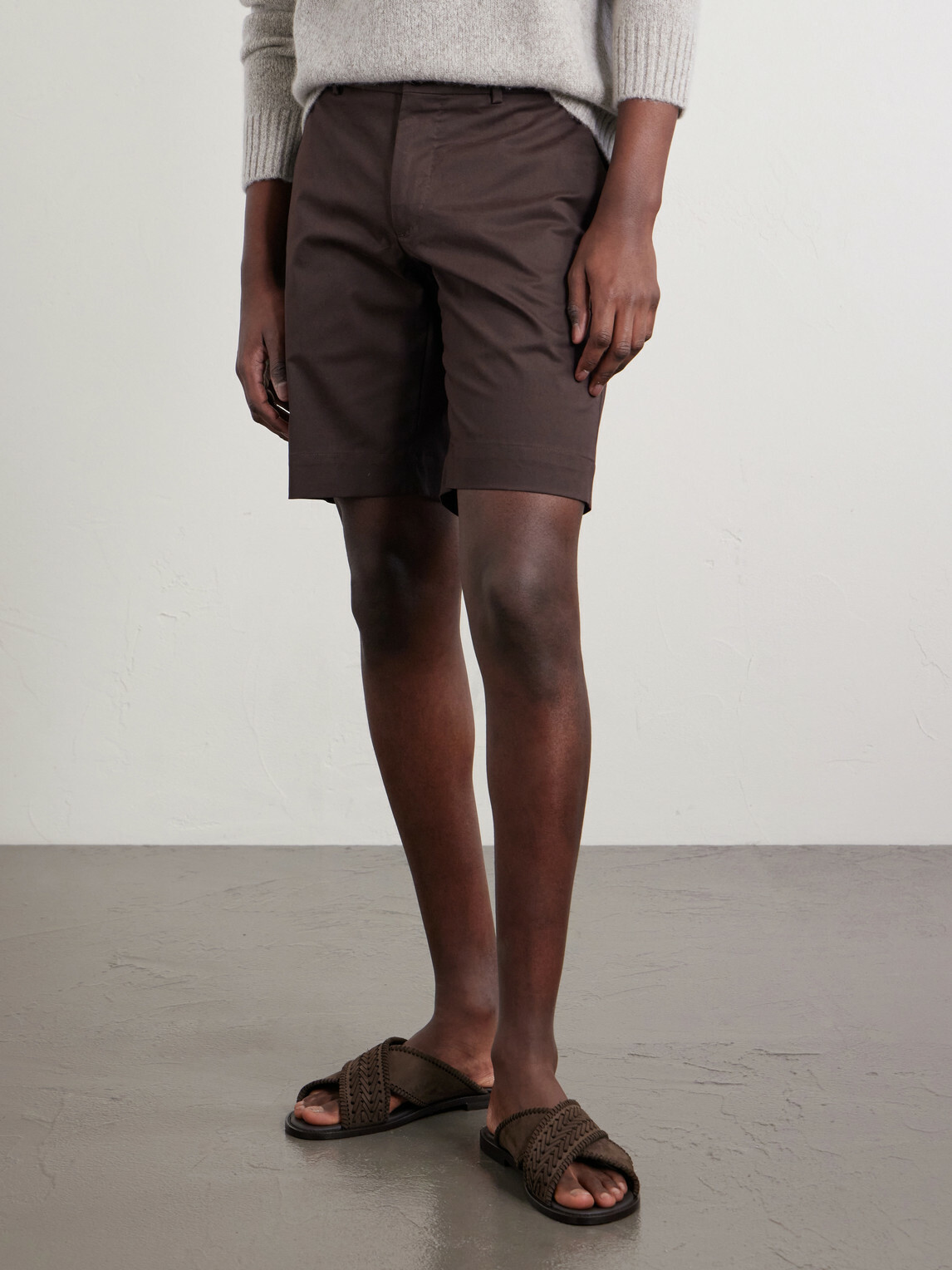 Slowear - Slim-Fit Cotton-Blend Gabardine Chino Shorts - Brown