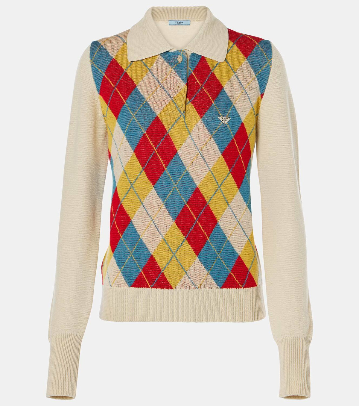 Prada Argyle intarsia wool polo sweater Prada