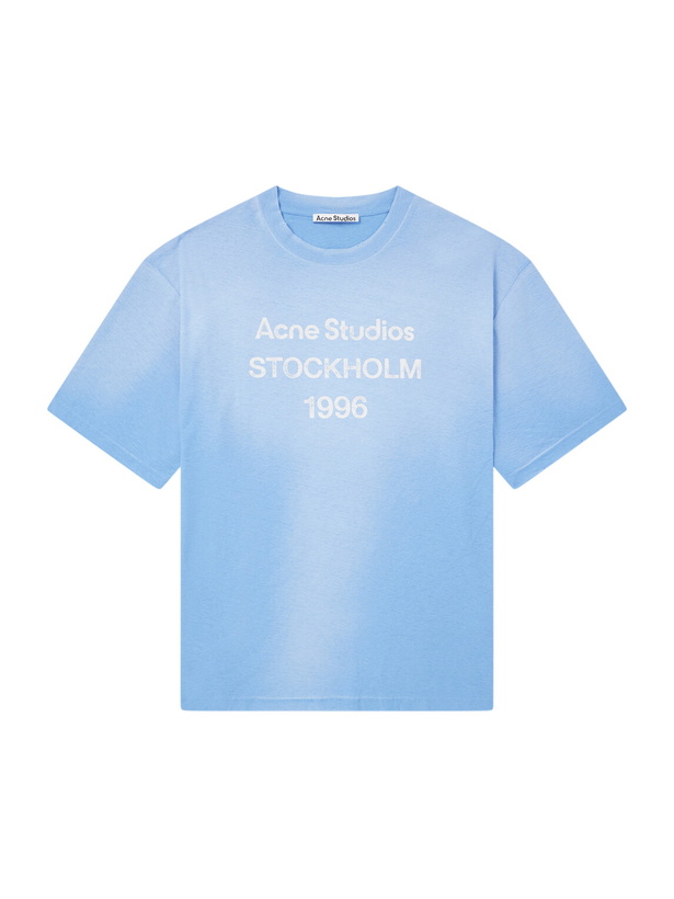 Photo: Acne Studios - Logo-Print Cotton T-Shirt - Blue