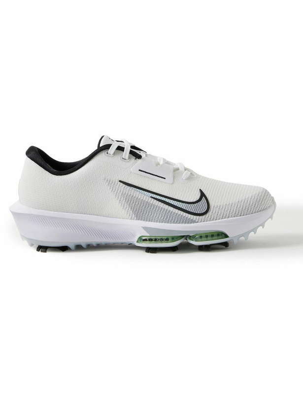 Photo: Nike Golf - Air Zoom Infinity Tour 2 Rubber-Trimmed Flyknit Golf Sneakers - White