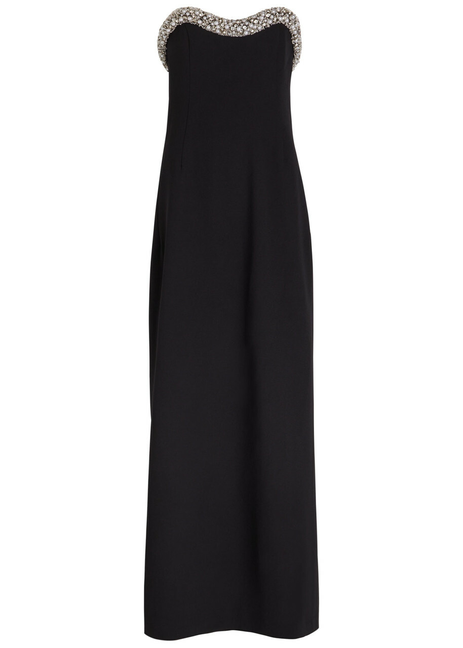 Simkhai Riona Embellished Strapless Crepe Gown Black