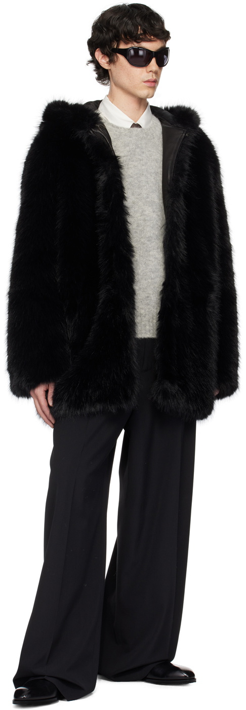 Ernest W. Baker Black Faux-Fur Hooded Jacket Ernest W. Baker
