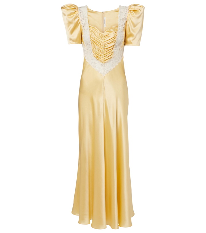 Photo: Rodarte Lace-trimmed ruched silk satin maxi dress