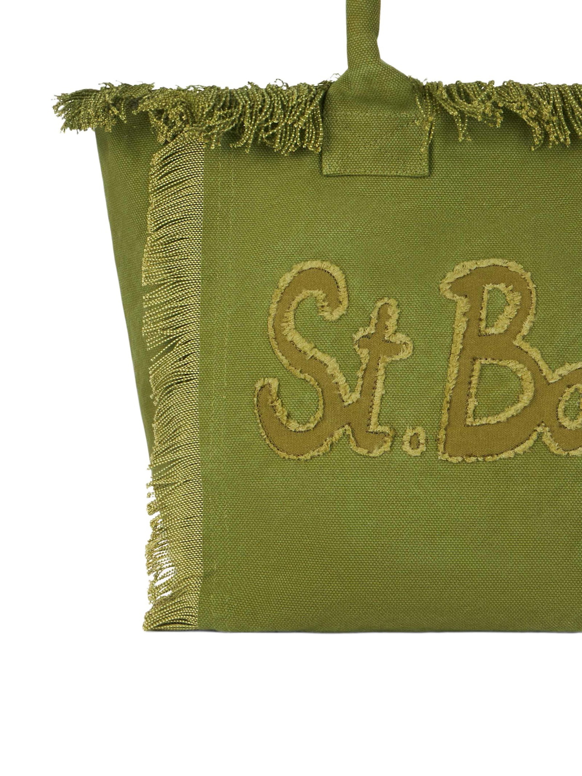 MC2 Saint Barth Military Green Cotton Canvas Vanity Tote Bag With Logo Patch