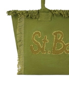 MC2 Saint Barth Military Green Cotton Canvas Vanity Tote Bag With Logo Patch