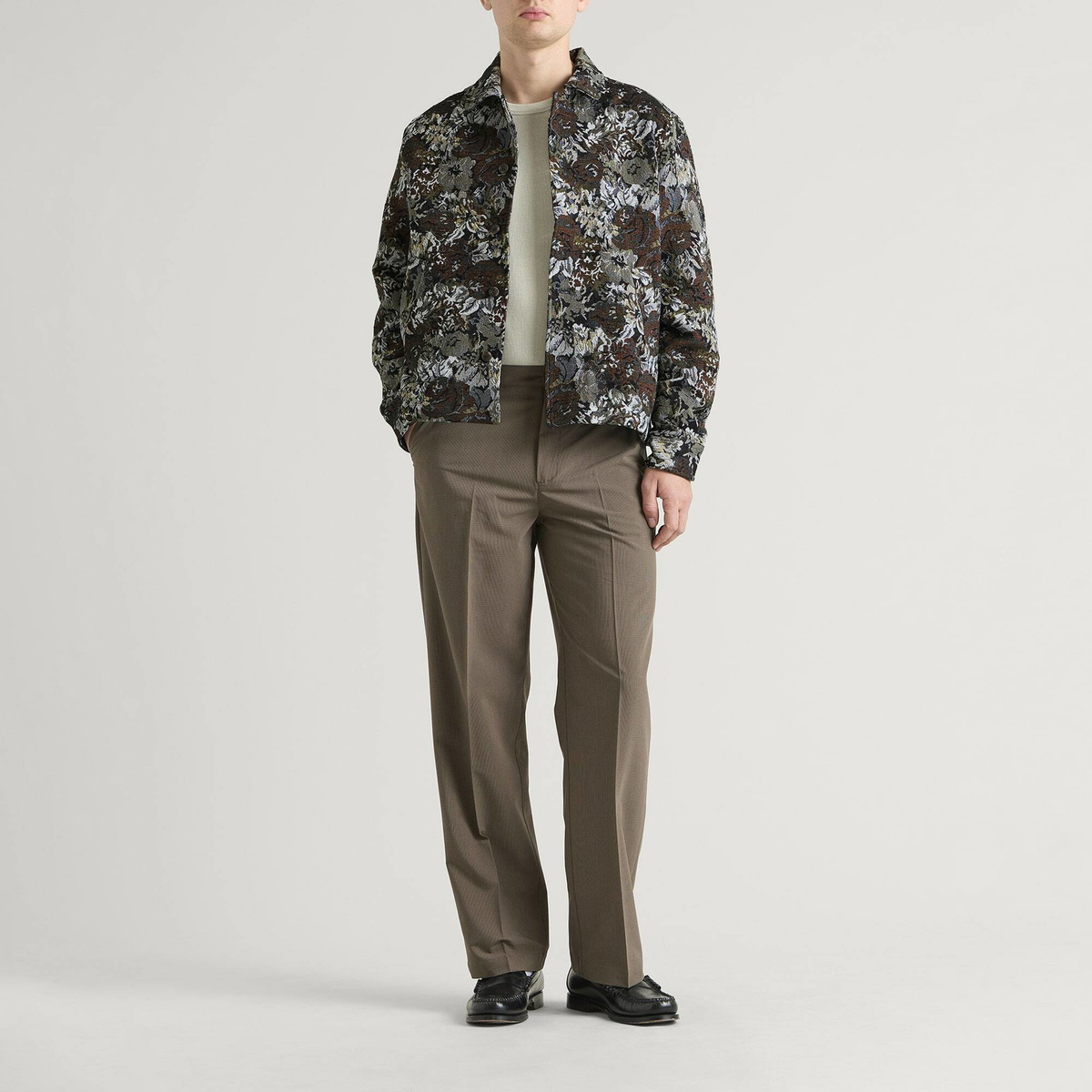 Les Deux Men's Rose Jacquard Overshirt in Dark Sand