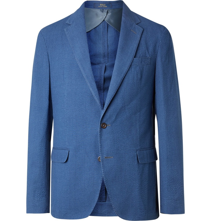 Photo: POLO RALPH LAUREN - Slim-Fit Cotton-Seersucker Blazer - Blue