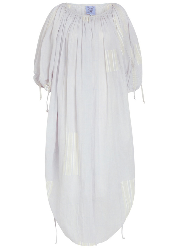 Photo: Thierry Colson Athenais Striped Ruched Cotton Midi Dress White And Blue