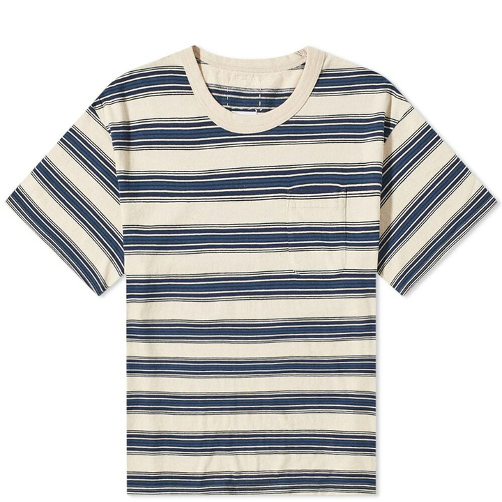 Photo: Visvim Men's Border Striped Pocket Jumbo T-Shirt in Navy