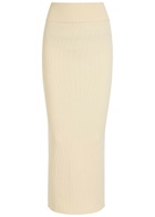 Wardrobe.nyc Ribbed Knit Midi Skirt Cream