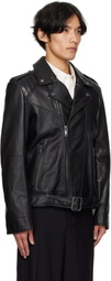 Hugo Black Leather Biker Jacket