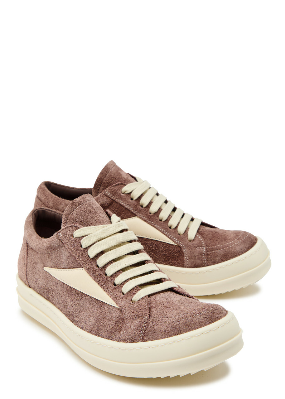 Rick Owens Vintage Panelled Brushed Suede Sneakers Taupe