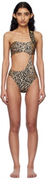 Versace Underwear Brown & Black Greca Border One-Piece Swimsuit