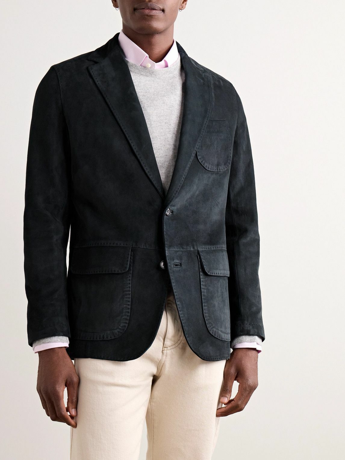 Sid Mashburn - Butcher Unstructured Suede Blazer - Blue