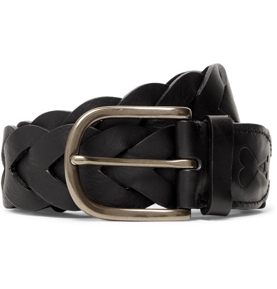 AMI - 4cm Black Woven Leather Belt - Black