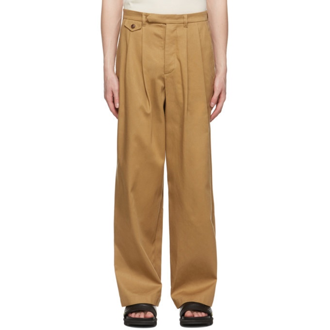 Photo: King and Tuckfield Tan Double Pleat Chino Trousers