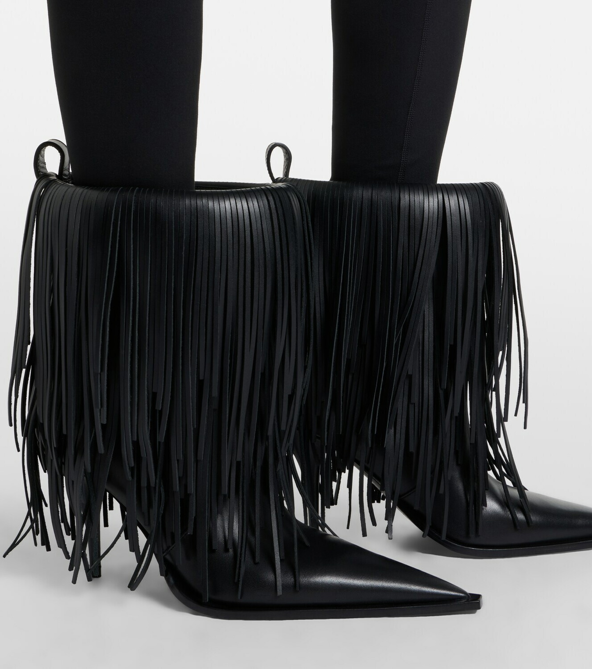 Balenciaga Avenue 90 leather fringe ankle boots