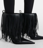 Balenciaga Avenue 90 leather fringe ankle boots