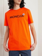 Moncler - Logo-Flocked Cotton-Jersey T-Shirt - Orange