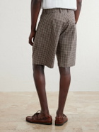Oliver Spencer - Leaman Straight-Leg Pleated Checked Cotton-Blend Shorts - Brown