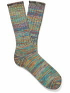 Anonymous Ism - Ribbed Cotton-Blend Socks - Green