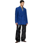Dries Van Noten Blue Oversized Wool Blazer