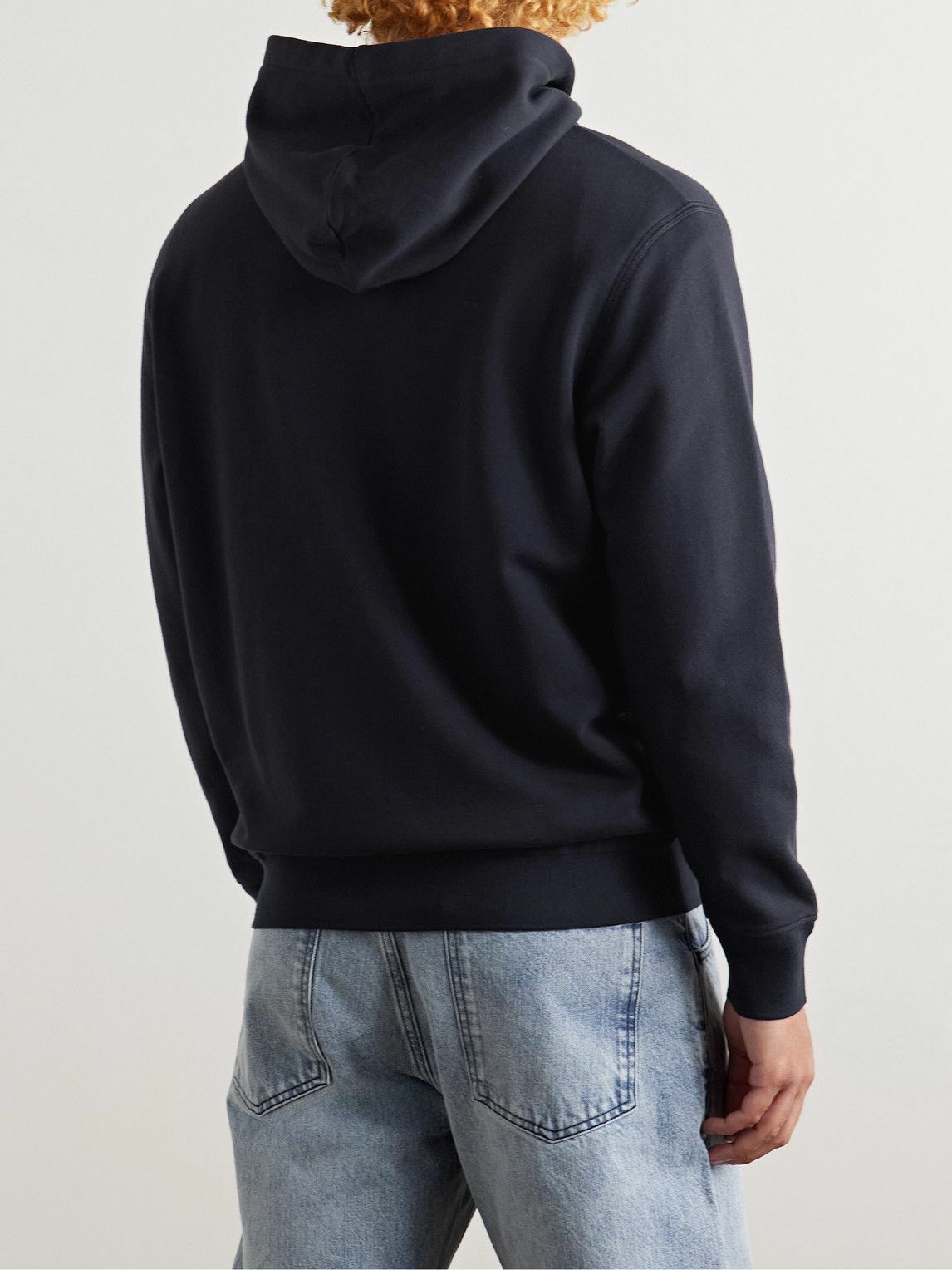 C.P. Company - Logo-Embroidered Cotton-Jersey Zip-Up Hoodie - Blue