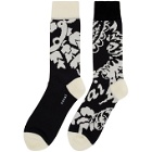 Sacai Black and White Floral Socks