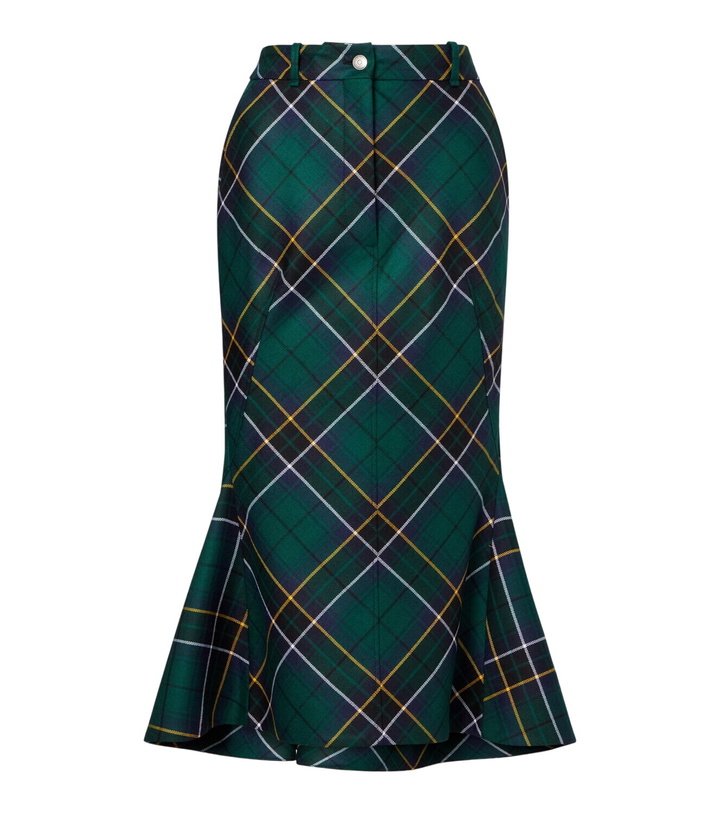 Photo: McQueen Tartan wool midi skirt