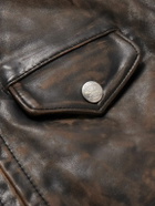 RRL - Watts Slim-Fit Distressed Leather Biker Jacket - Black