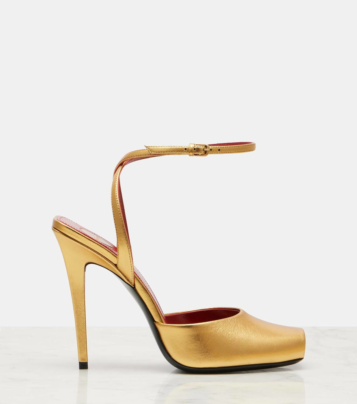 Saint Laurent La Scandale 110 metallic leather sandals Saint