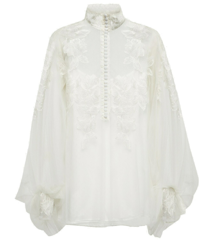 Photo: Costarellos Bridal Georgia polka-dot tulle shirt