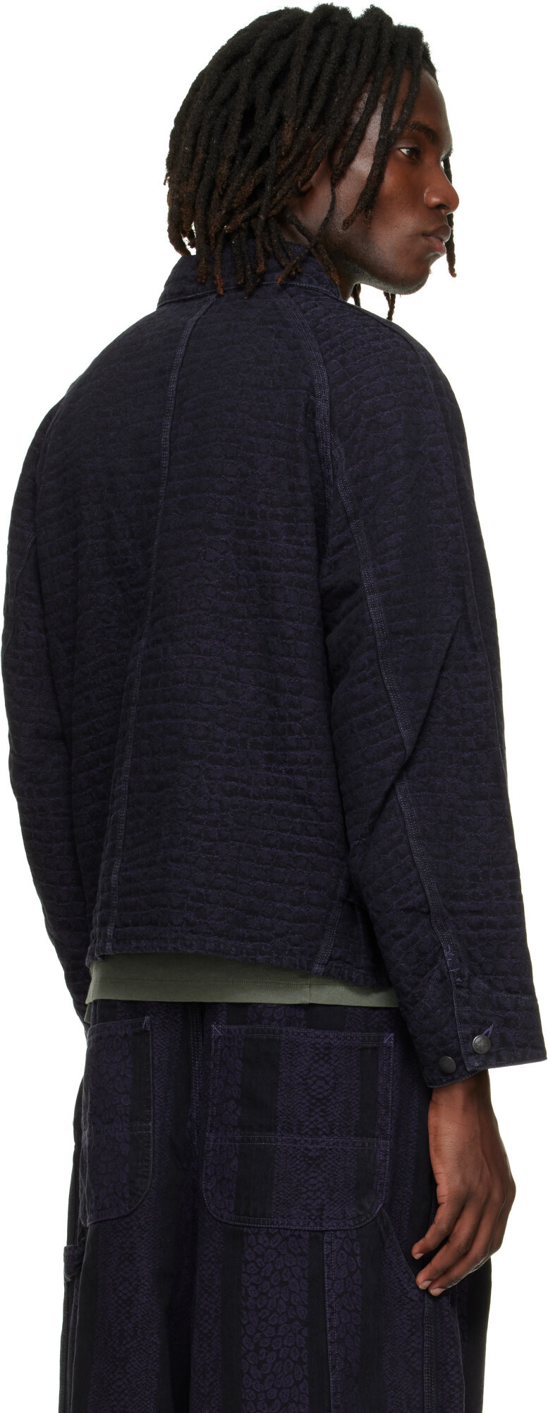 NEEDLES Black Crocodile Jacquard Short Denim Jacket